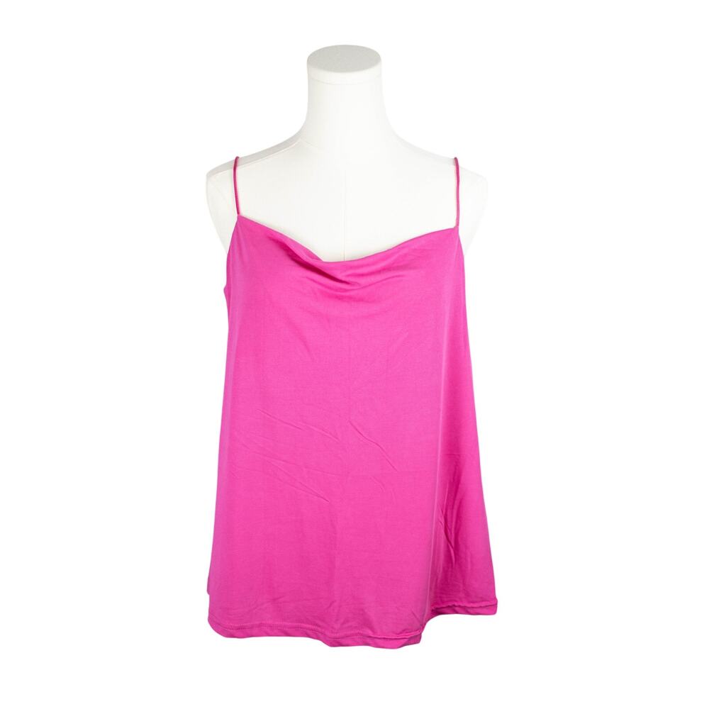 POL Small Womens Tank Top Spaghetti Sleeve Cowl Neck Pink